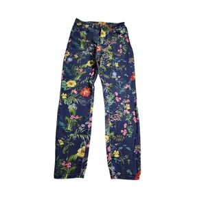 Desigual Women's Blue Floral Skinny Jeans Size 34 Exotic print playful night out